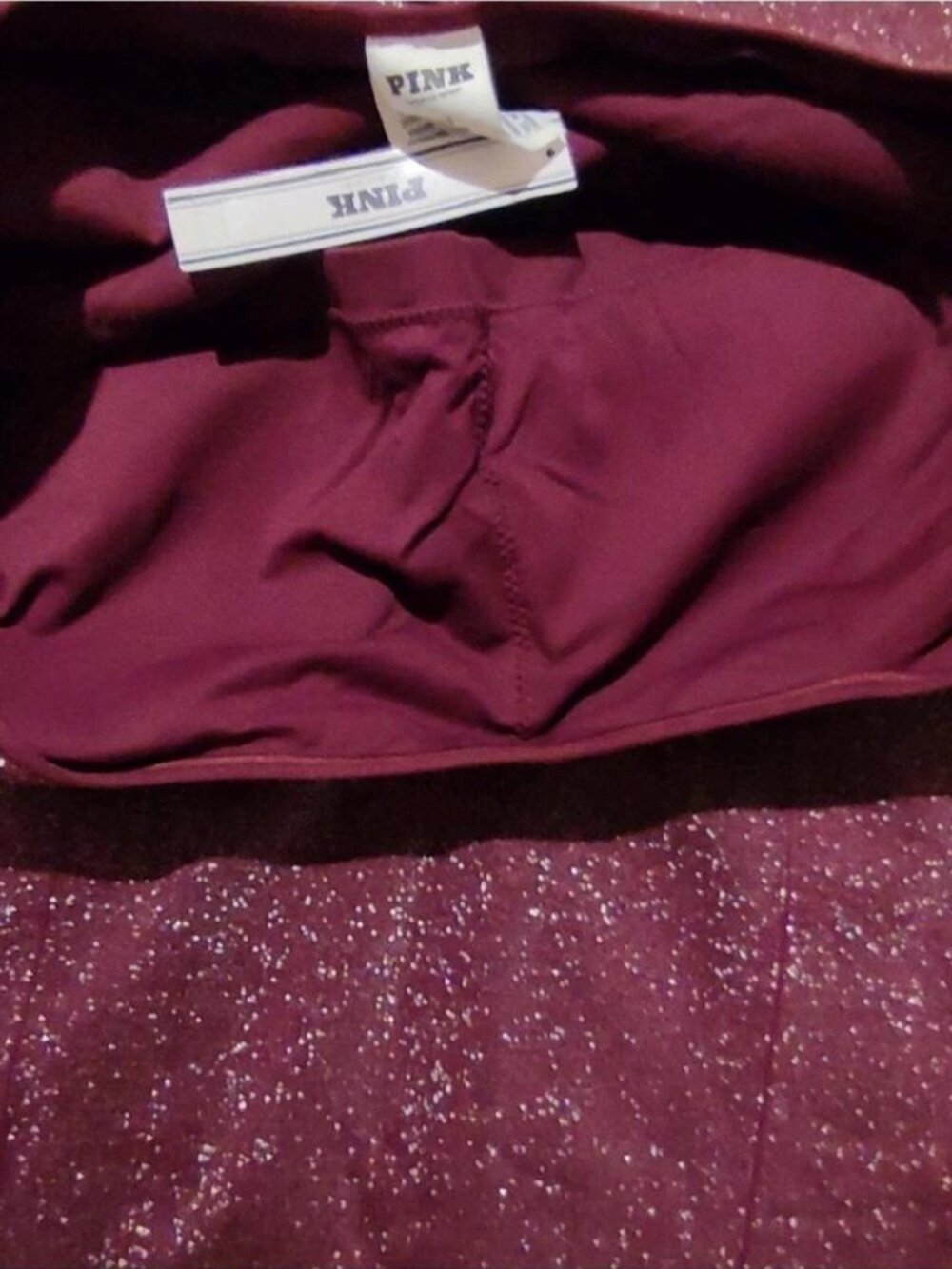 PINK Victoria's Secret Long-Sleeve Square Neck One Piece Burgundy NEW with TAGS - Picture 3 of 5